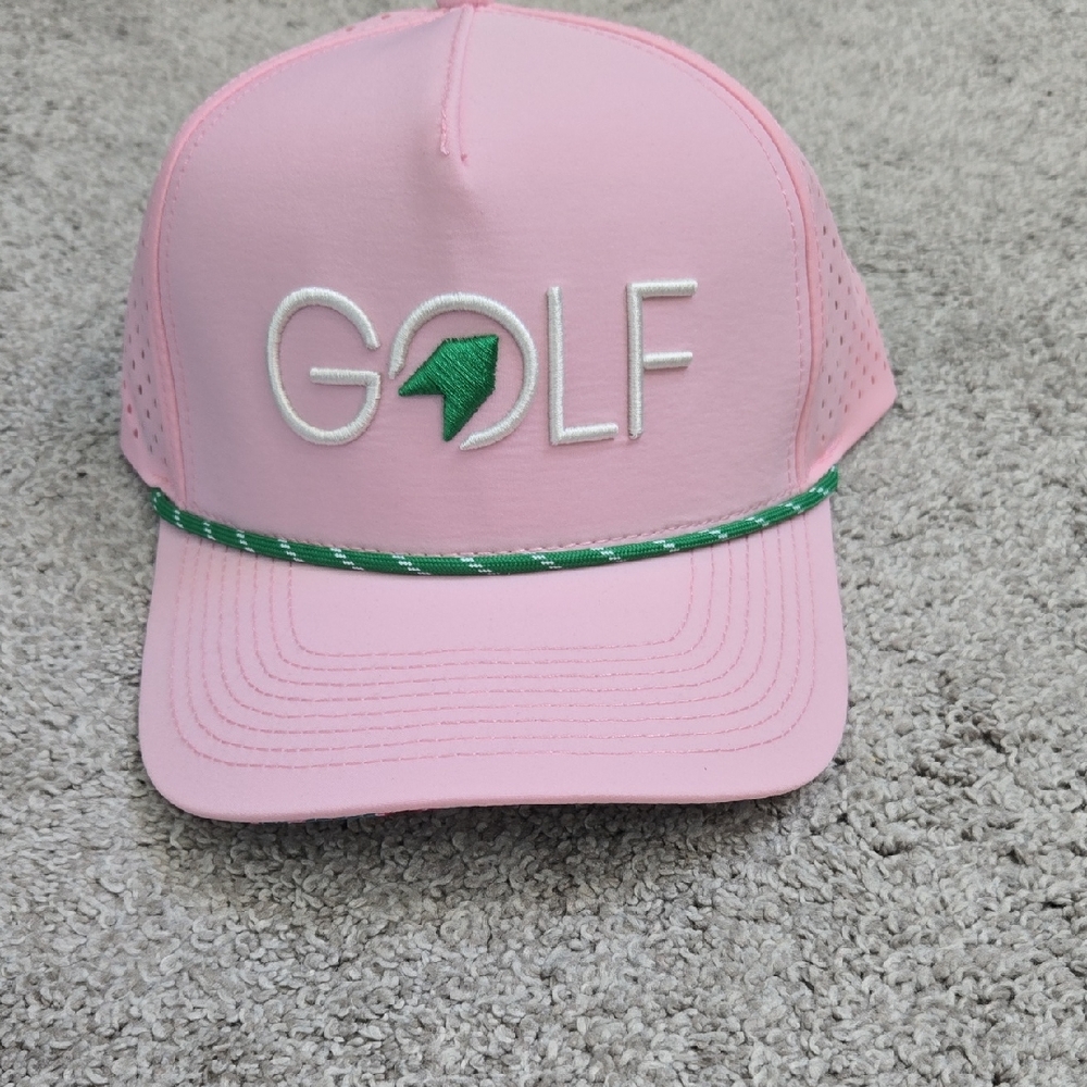 Pink Golf Cap with Green Detailing